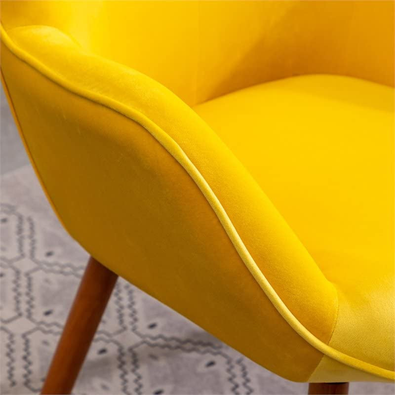 Yellow Velvet Tufted Accent Chair Compact Size Living Room