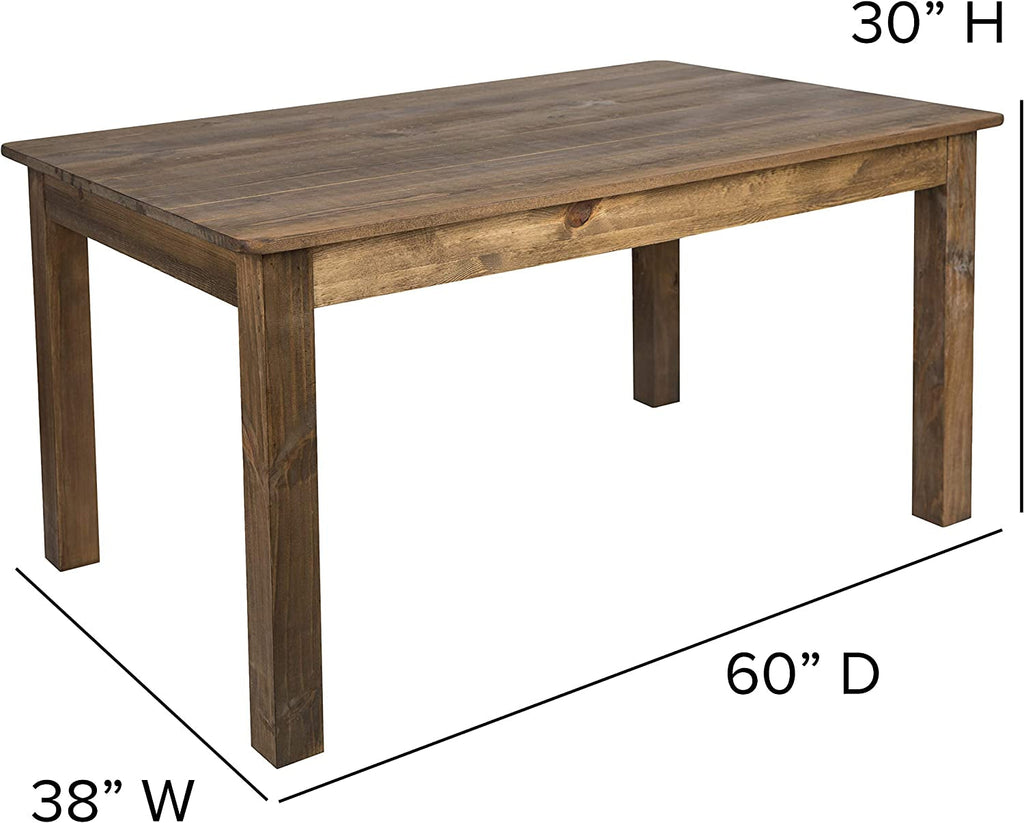 Solid Pine Farmhouse Dining Table In Antique Finish