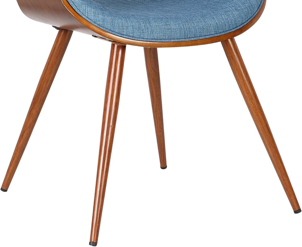 Butterfly Mid Century Modern Dining Chair Blue Upholstery Walnut