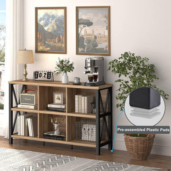 6 Cube Storage Organizer With Shelf Rustic Oak Bookcase