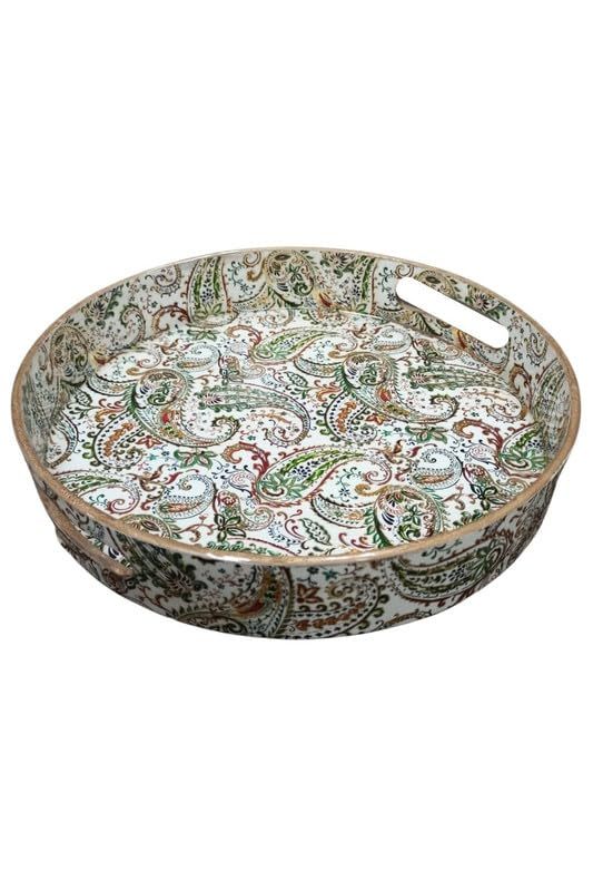 Round Serving Trays Multi Print for Home and Kitchen Dining Table Wood Main image