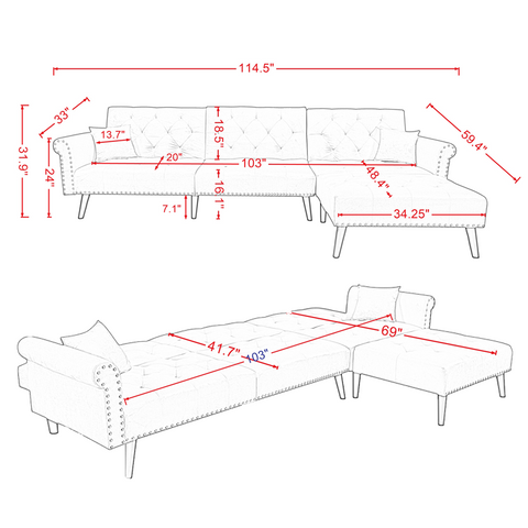 Convertible Sofa bed sleeper  velvet