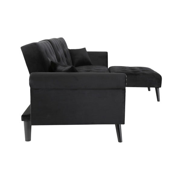 Velvet L-Shaped Sofa Bed – Reversible Sectional Sleeper with Solid Wood Frame