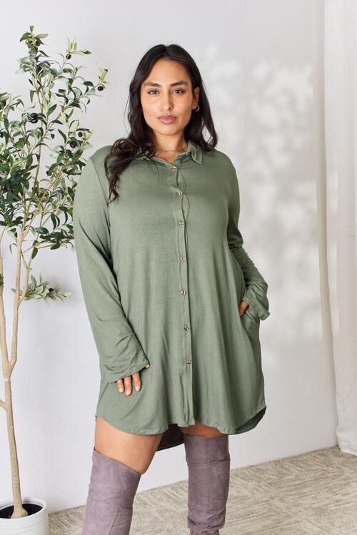 Celeste Full Size Button Down Shirt Dress Main image