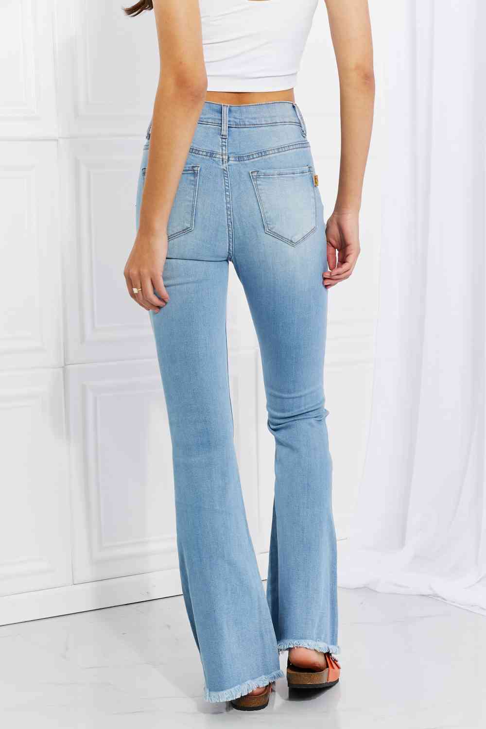 Vibrant MIU Full Size Jess Button Flare Jeans Secondary image