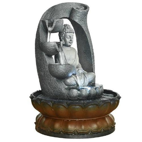 11inches Buddha Fountain Tabletop Decorative Waterfall with Submersible Pump for Office Home Decor