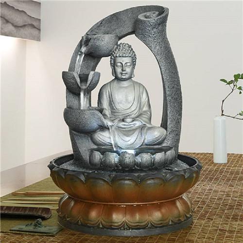 Tabletop Buddha Water Fountain with Pump – Indoor Zen Waterfall Décor for Home or Office