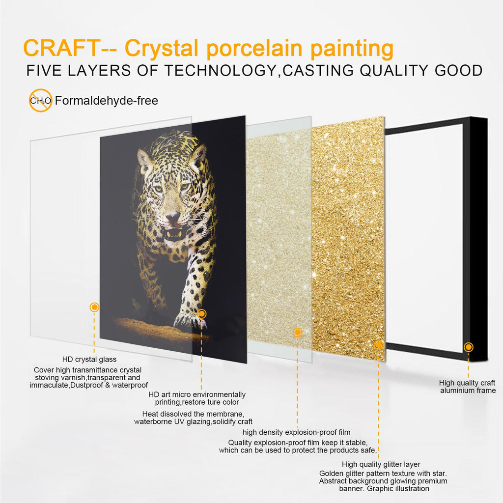 Tiger Glass Wall Art – UV-Printed Tempered Glass Panel 16" x 24"