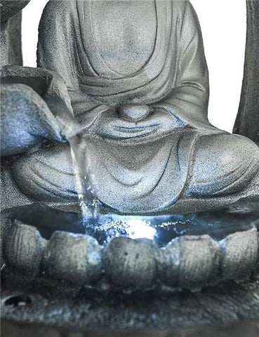 11inches Buddha Fountain Tabletop Decorative Waterfall with Submersible Pump for Office Home Decor