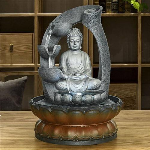 11inches Buddha Fountain Tabletop Decorative Waterfall with Submersible Pump for Office Home Decor