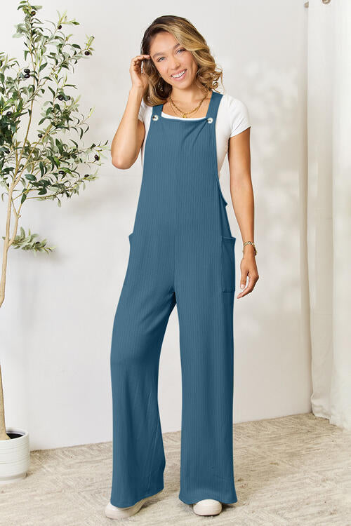 Double Take Full Size Wide Strap Overall with Pockets Main image