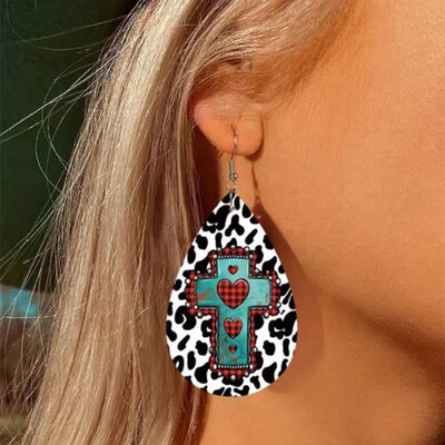 PU Leather Iron Hook Teardrop Earrings Secondary image