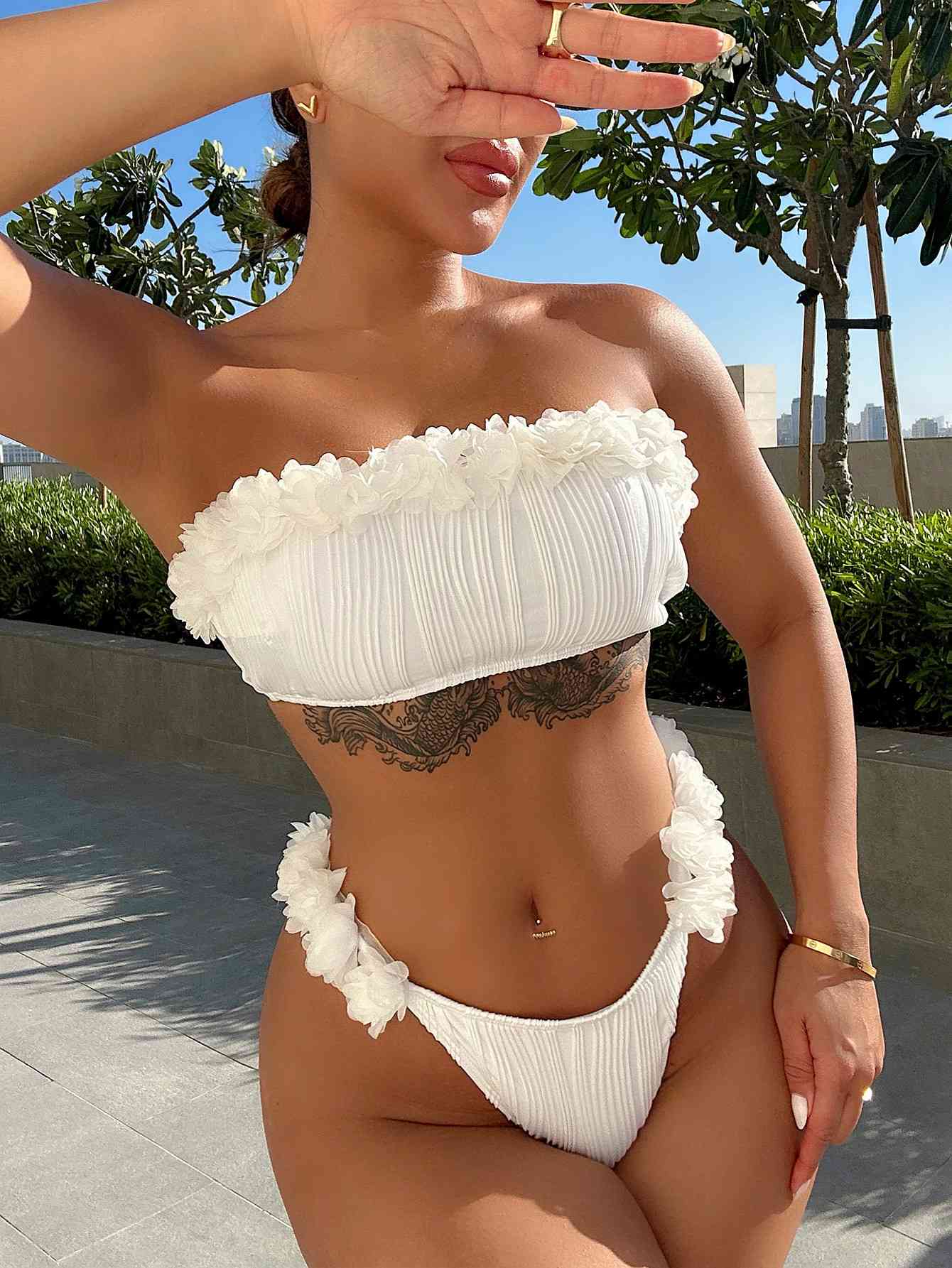 Applique Tie Back Two-Piece Bikini Set Main image