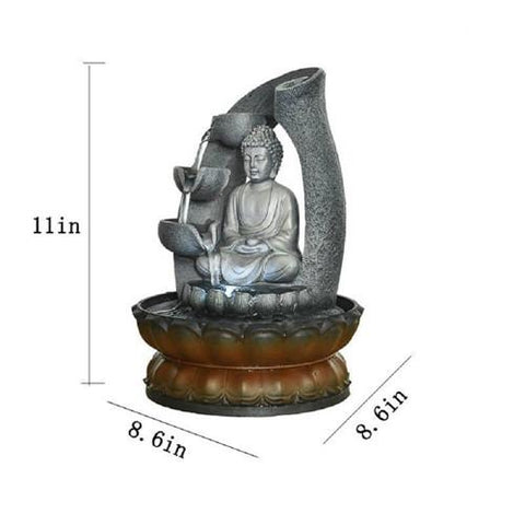 11inches Buddha Fountain Tabletop Decorative Waterfall with Submersible Pump for Office Home Decor